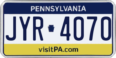 PA license plate JYR4070