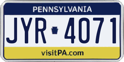 PA license plate JYR4071