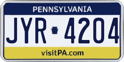 PA license plate JYR4204