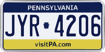 PA license plate JYR4206