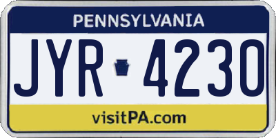 PA license plate JYR4230