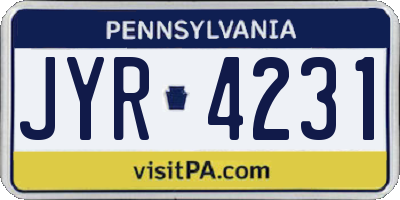 PA license plate JYR4231