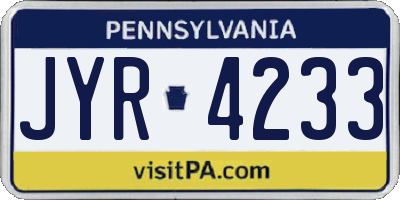 PA license plate JYR4233