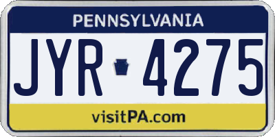 PA license plate JYR4275