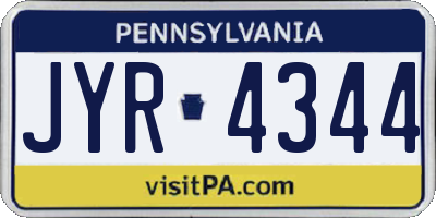 PA license plate JYR4344