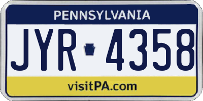 PA license plate JYR4358