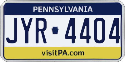 PA license plate JYR4404