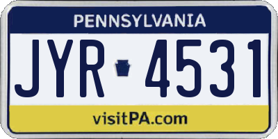 PA license plate JYR4531