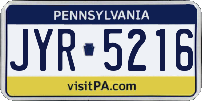 PA license plate JYR5216