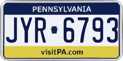 PA license plate JYR6793