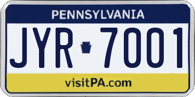 PA license plate JYR7001
