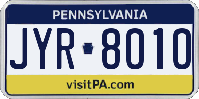 PA license plate JYR8010