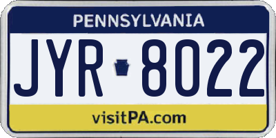 PA license plate JYR8022