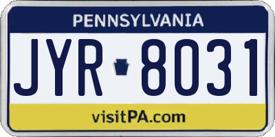 PA license plate JYR8031