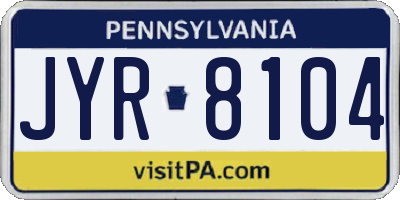 PA license plate JYR8104