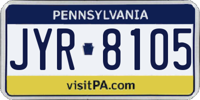 PA license plate JYR8105