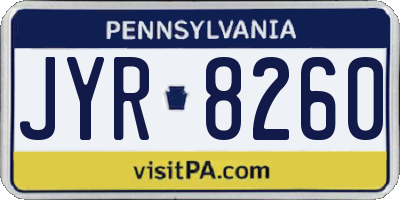 PA license plate JYR8260