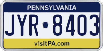 PA license plate JYR8403