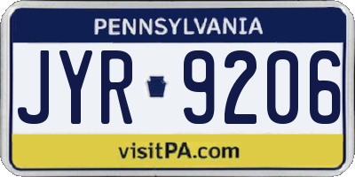 PA license plate JYR9206