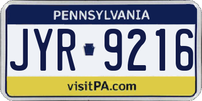 PA license plate JYR9216