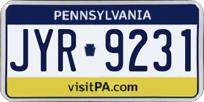 PA license plate JYR9231