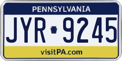 PA license plate JYR9245