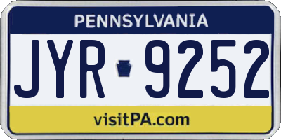 PA license plate JYR9252