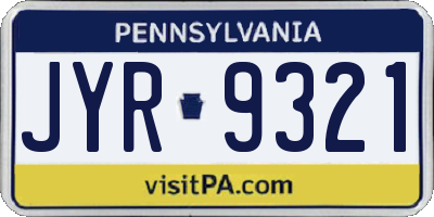 PA license plate JYR9321