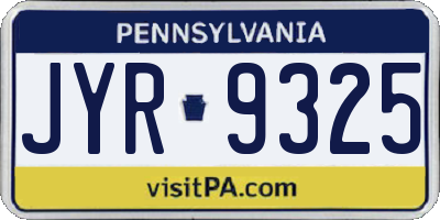 PA license plate JYR9325