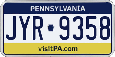 PA license plate JYR9358
