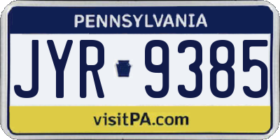 PA license plate JYR9385