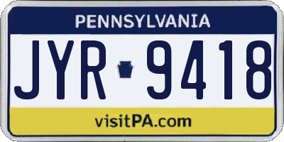 PA license plate JYR9418