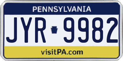 PA license plate JYR9982