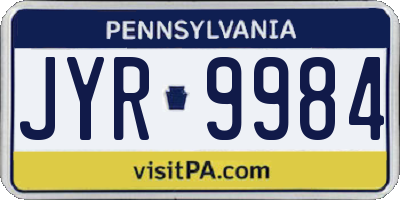 PA license plate JYR9984