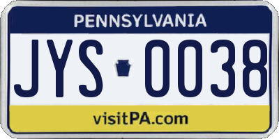 PA license plate JYS0038