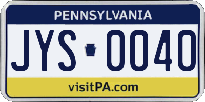 PA license plate JYS0040