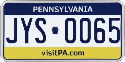 PA license plate JYS0065