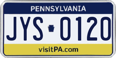 PA license plate JYS0120