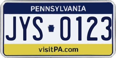 PA license plate JYS0123