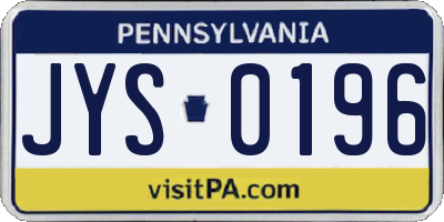 PA license plate JYS0196