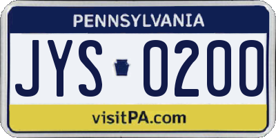 PA license plate JYS0200