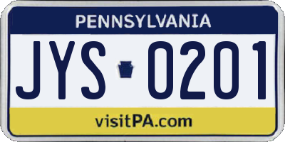 PA license plate JYS0201
