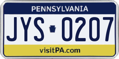 PA license plate JYS0207