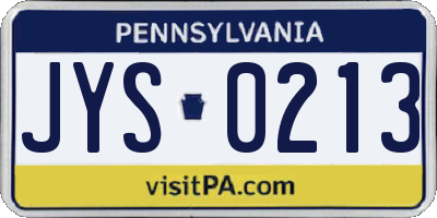 PA license plate JYS0213