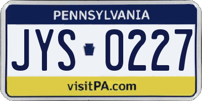 PA license plate JYS0227