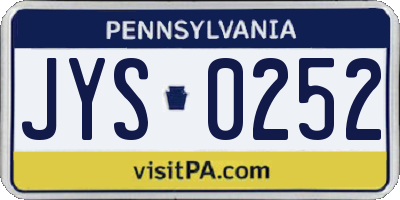 PA license plate JYS0252