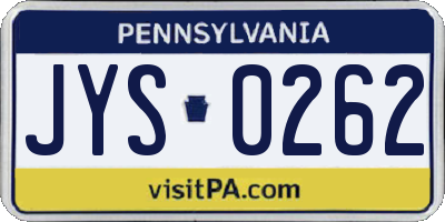 PA license plate JYS0262