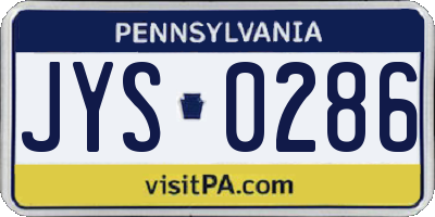PA license plate JYS0286