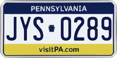 PA license plate JYS0289