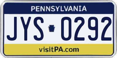 PA license plate JYS0292